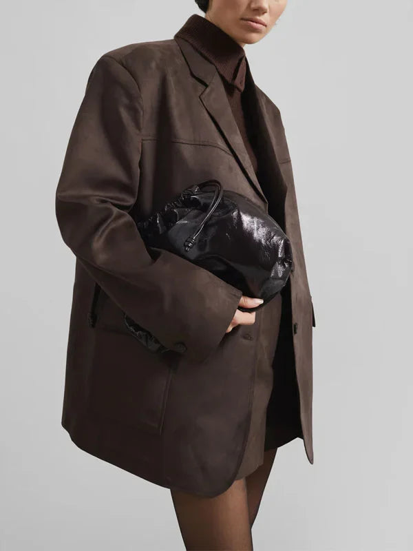 Viviana™| Blazer Marrone in Suede Oversize