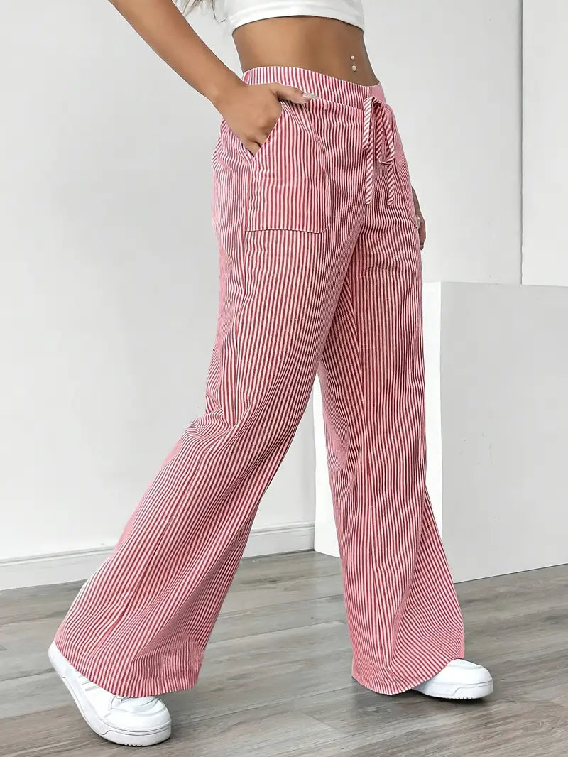 Viviana - Elegante Pantalone A Righe Con Tasche