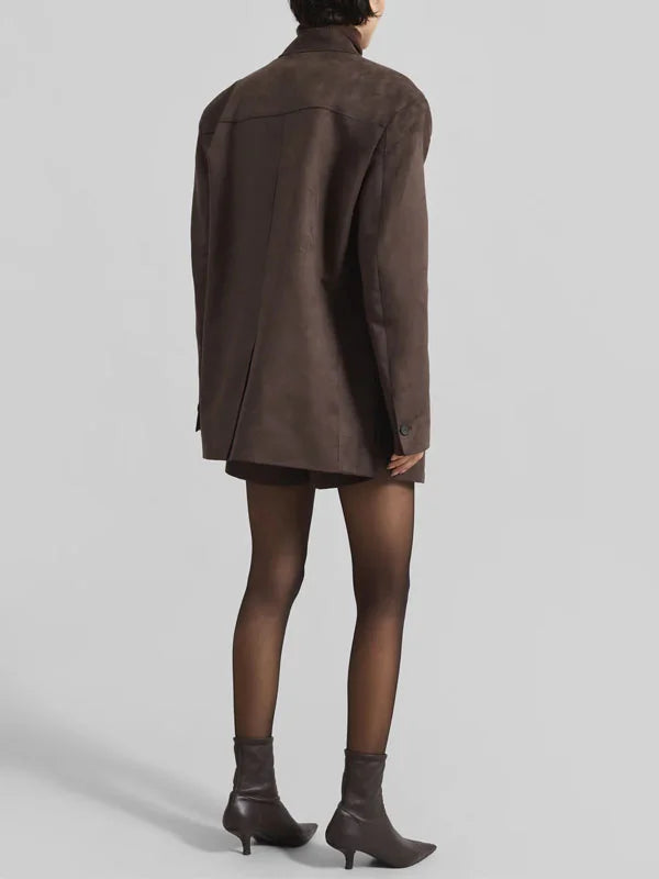 Viviana™| Blazer Marrone in Suede Oversize
