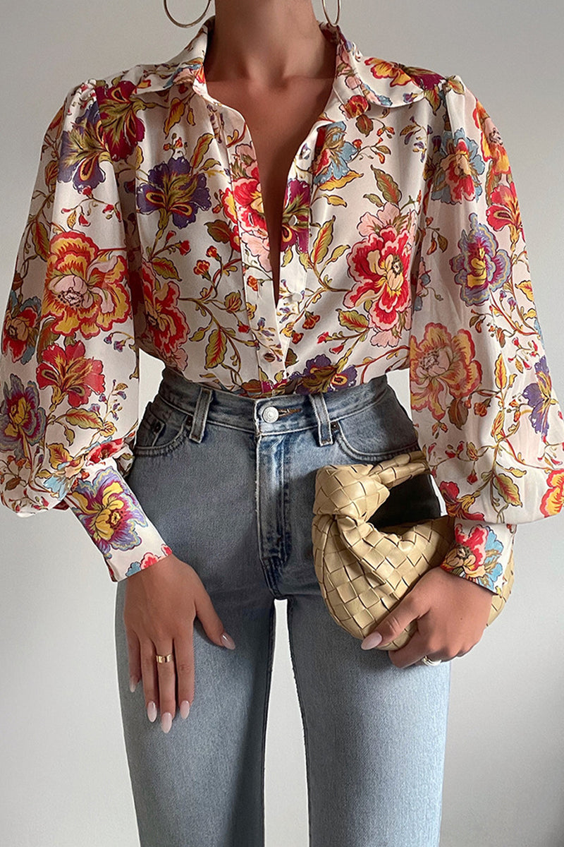 Viviana™ | Blusa Floreale con Maniche a Palloncino