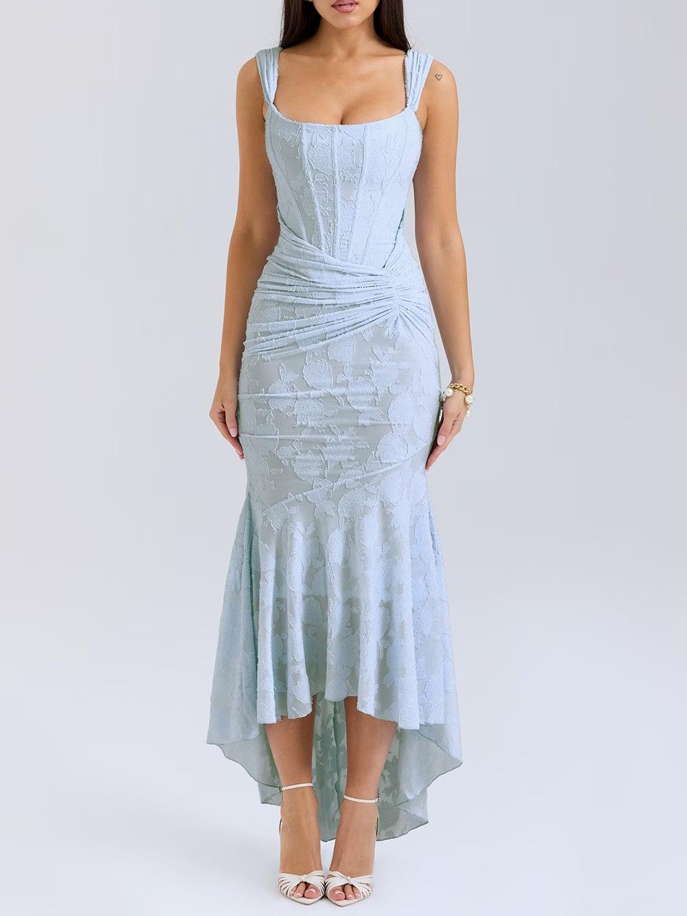 Viviana™ | Abito maxi floreale blu campanula
