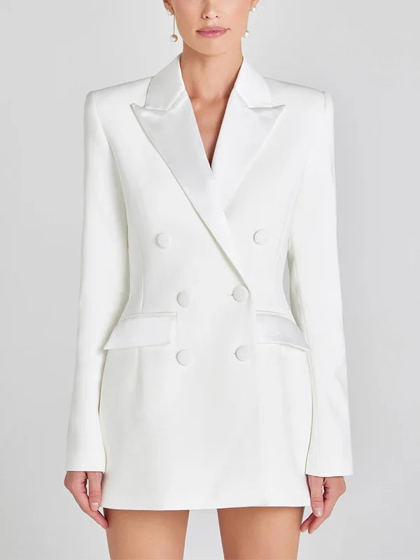 Viviana™| Blazer Bianco Doppiopetto in Raso