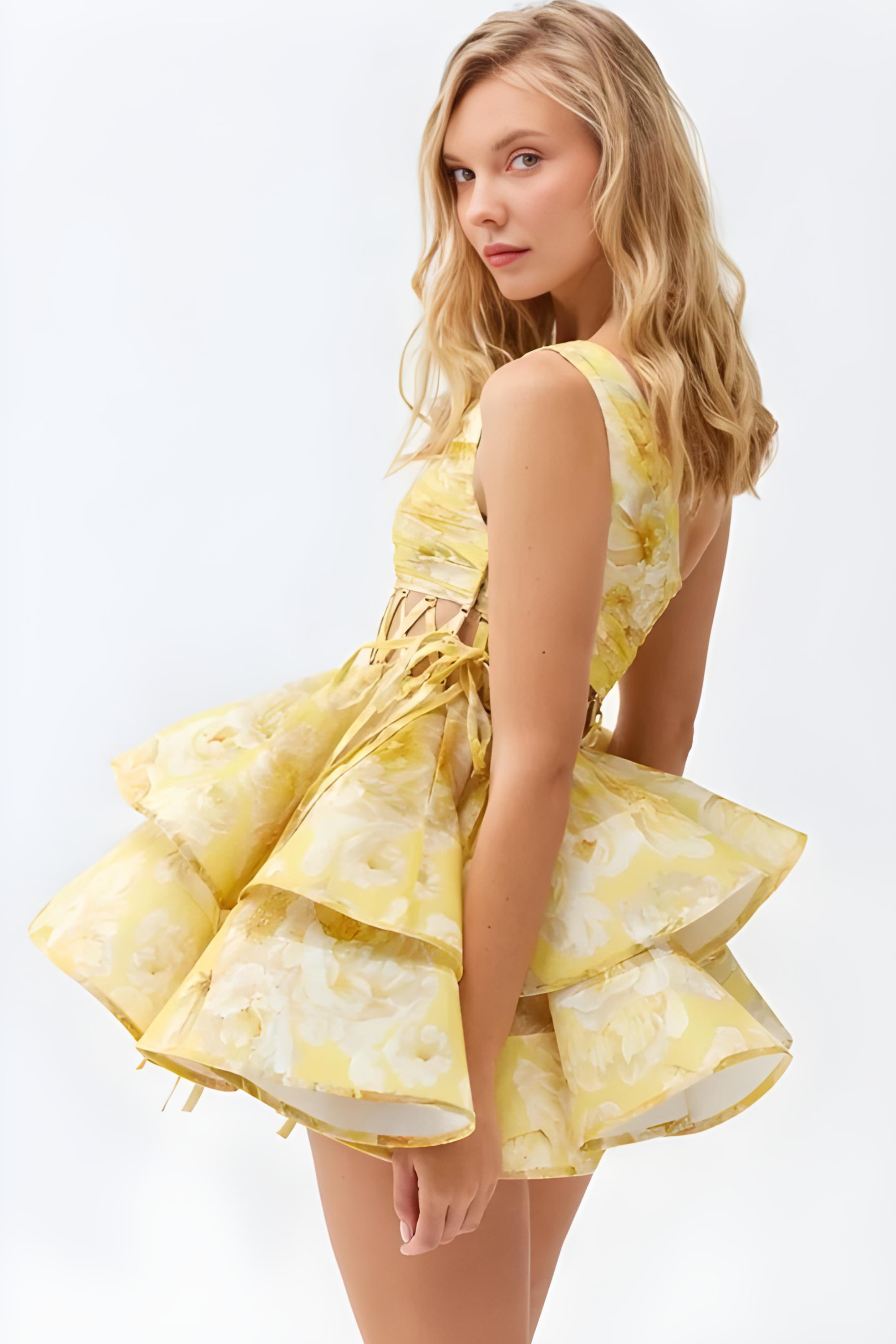Viviana™ | Abito Mini Floreale a Spalla Unica
