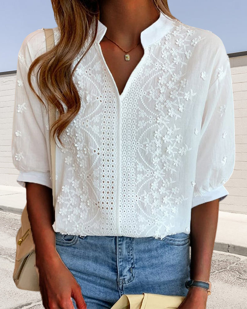 Viviana™ | Blusa Bianca con Maniche a Sbuffo