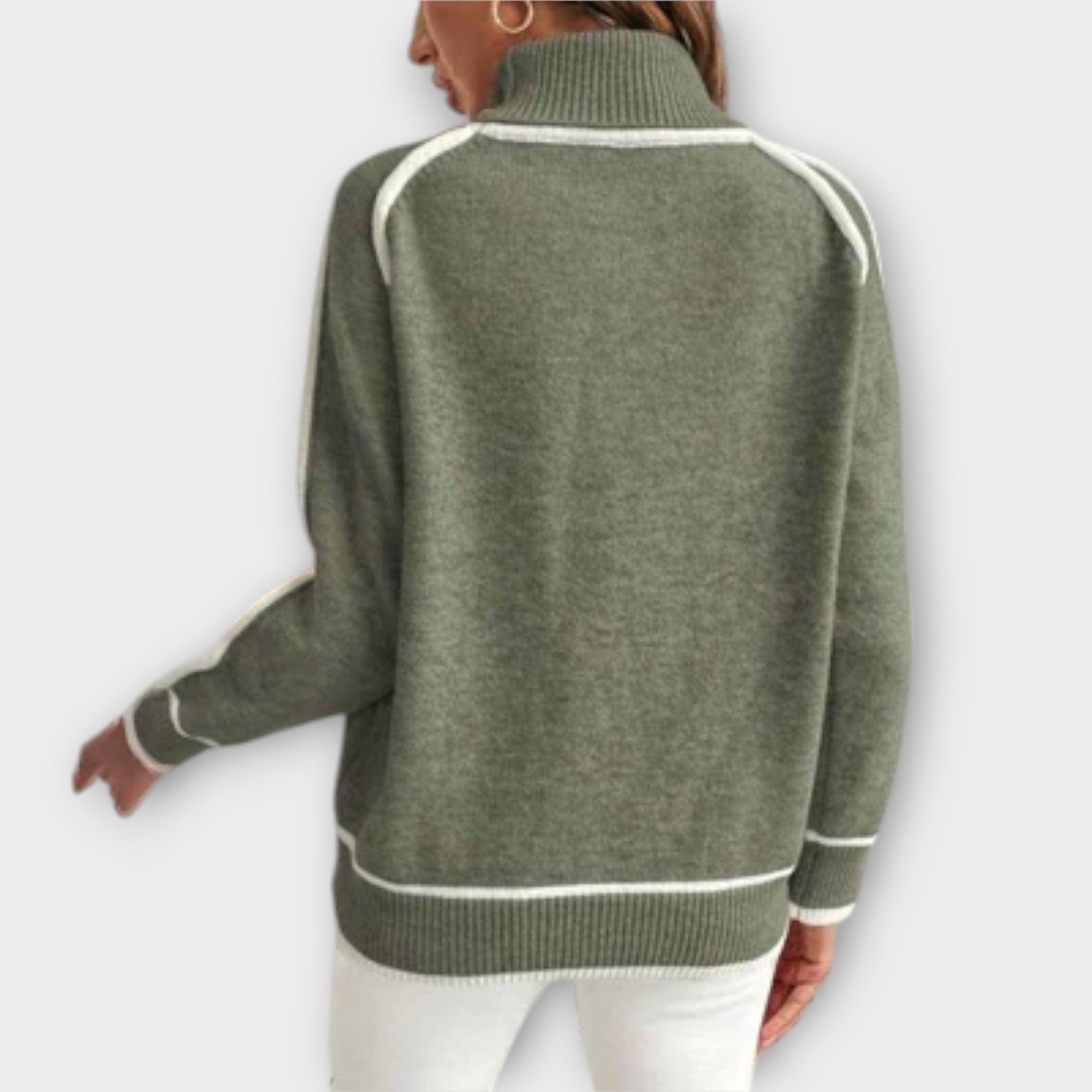 Viviana™ | Maglione di Lino Verde Oliva di Lusso