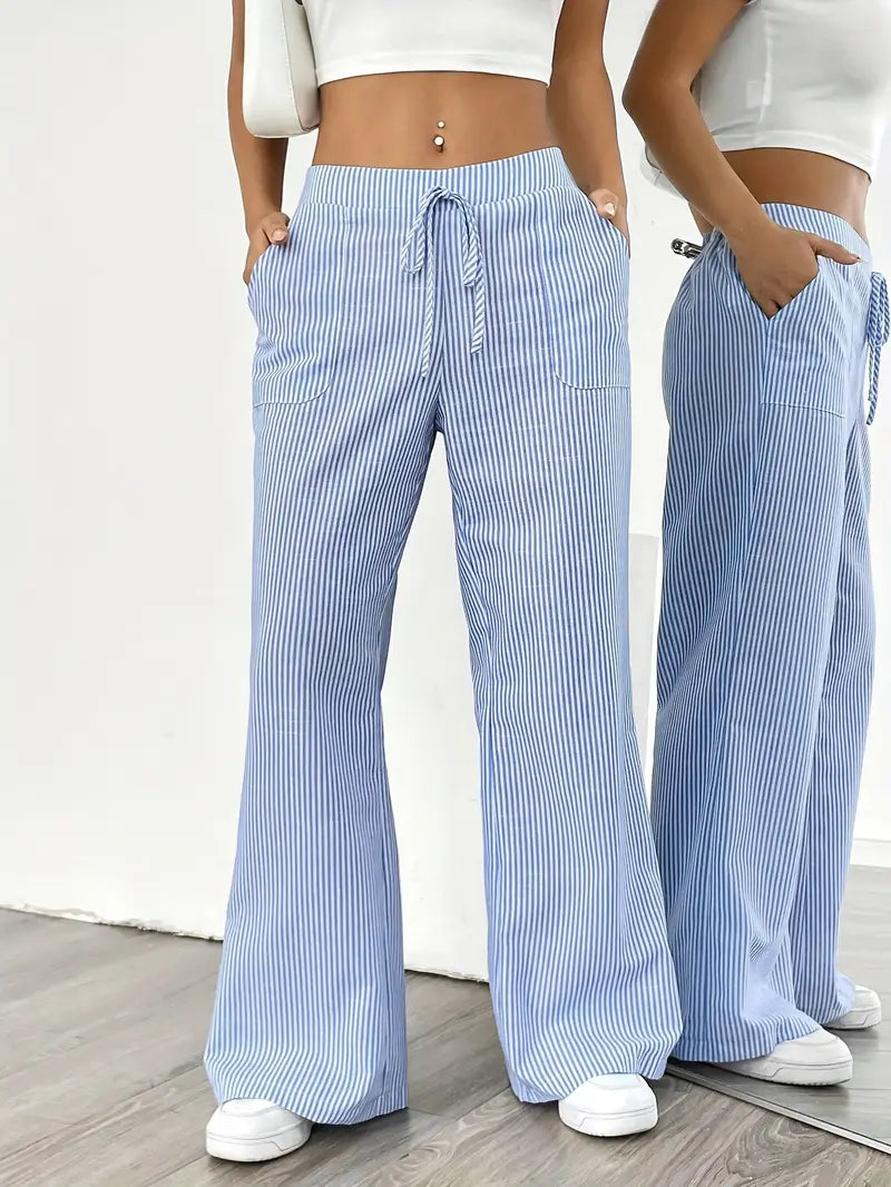 Viviana - Elegante Pantalone A Righe Con Tasche