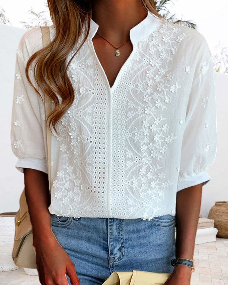 Viviana™ | Blusa Bianca con Maniche a Sbuffo