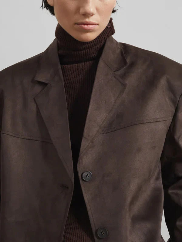 Viviana™| Blazer Marrone in Suede Oversize
