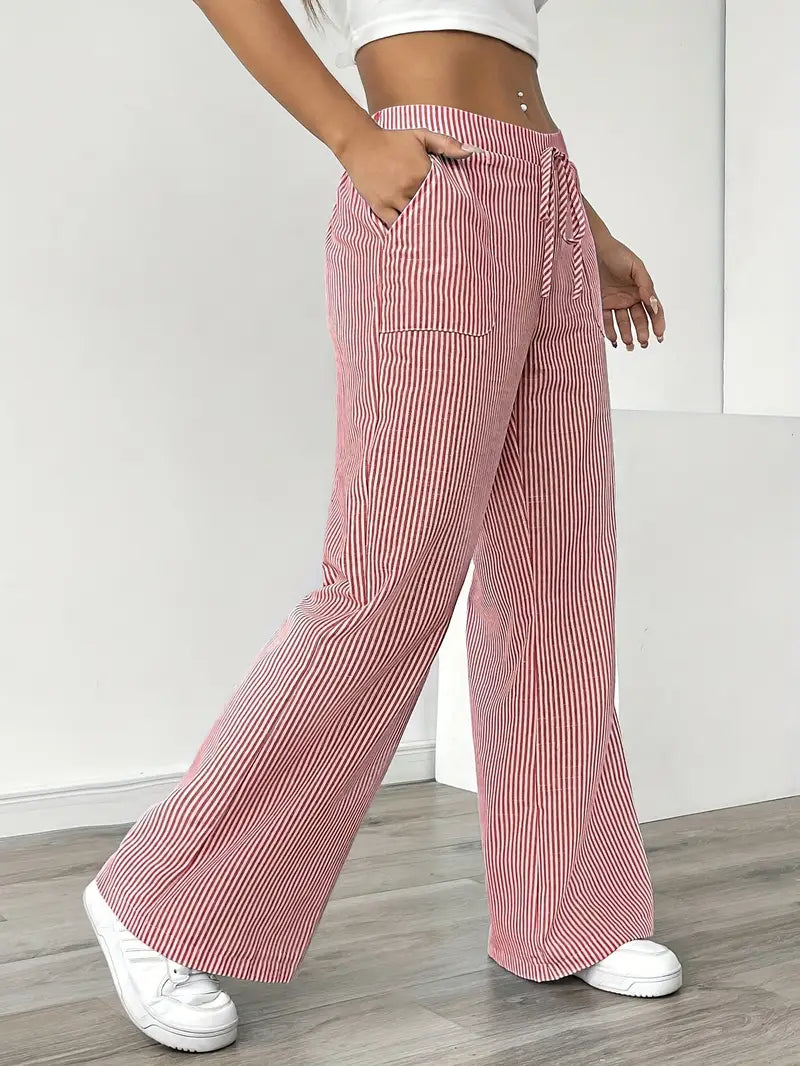 Viviana - Elegante Pantalone A Righe Con Tasche