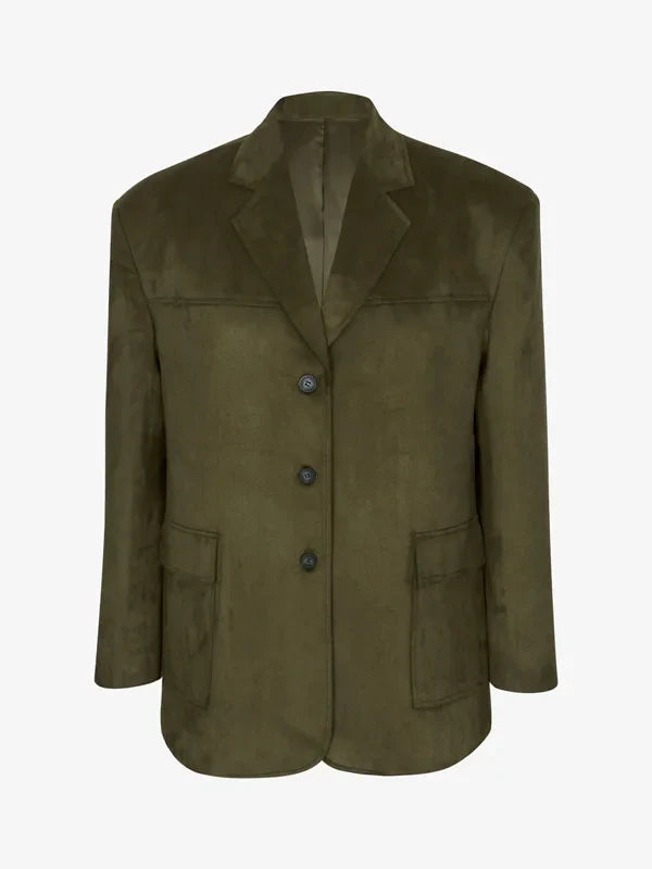Viviana™| Blazer Oversize in Suede Verde Militare