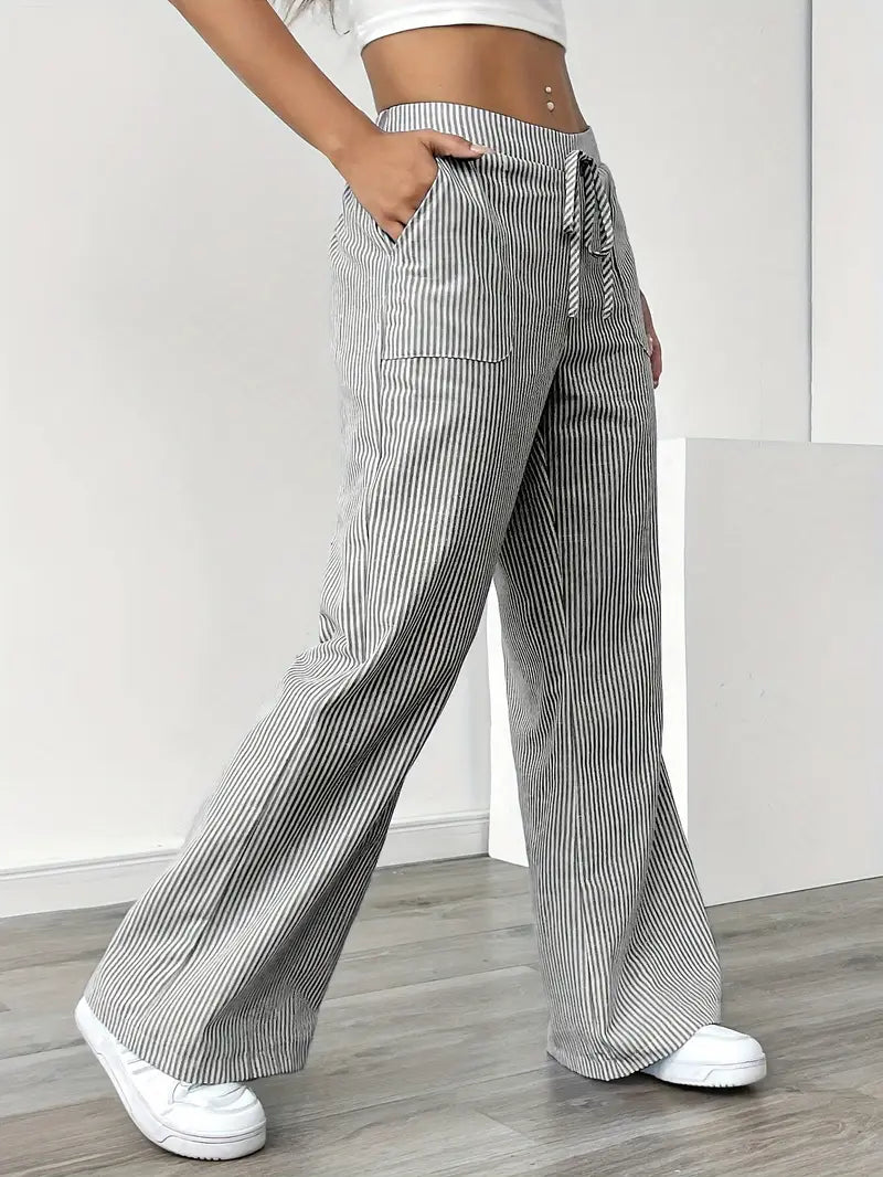 Viviana - Elegante Pantalone A Righe Con Tasche