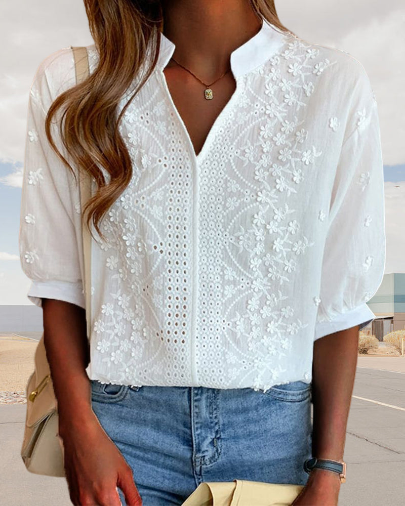 Viviana™ | Blusa Bianca con Maniche a Sbuffo