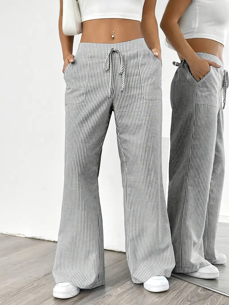 Viviana - Elegante Pantalone A Righe Con Tasche