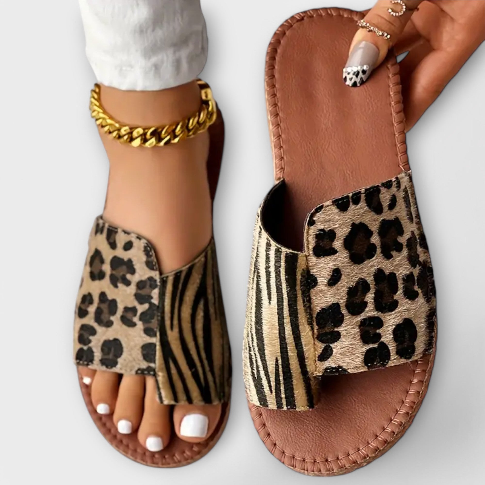 Viviana™ | Pantofole leopardate bicolori