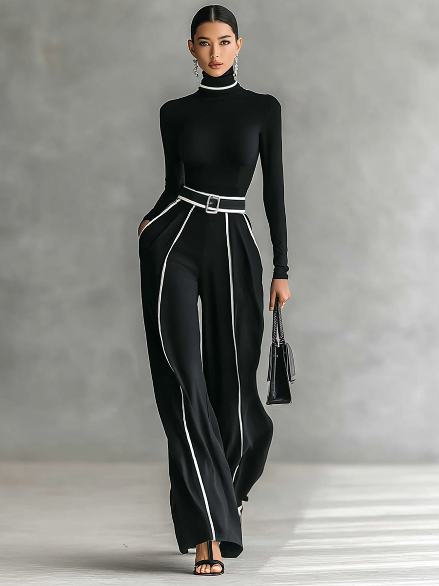 Viviana™ | Completo 2 pezzi – Dolcevita & Pantaloni con cintura