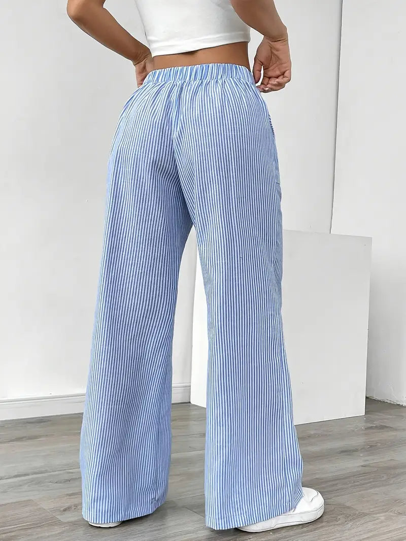 Viviana - Elegante Pantalone A Righe Con Tasche