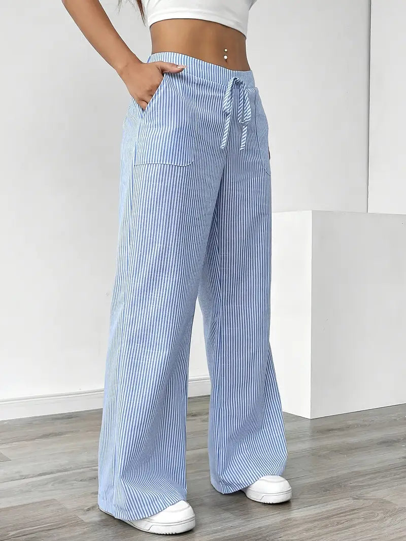 Viviana - Elegante Pantalone A Righe Con Tasche