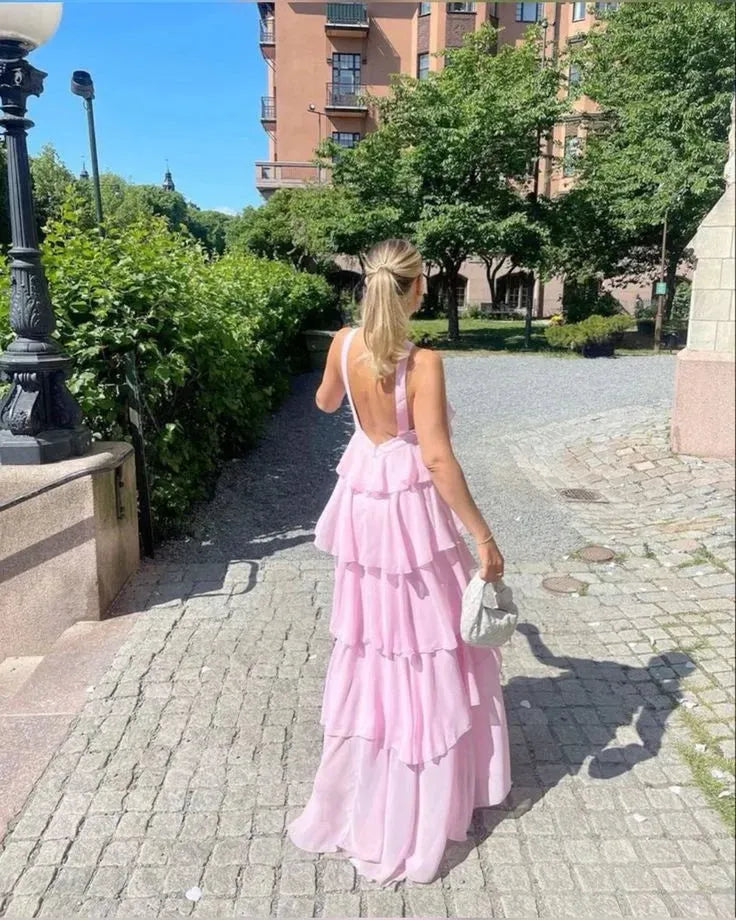 Viviana™ | Abito Maxi Senza Schiena con Volant
