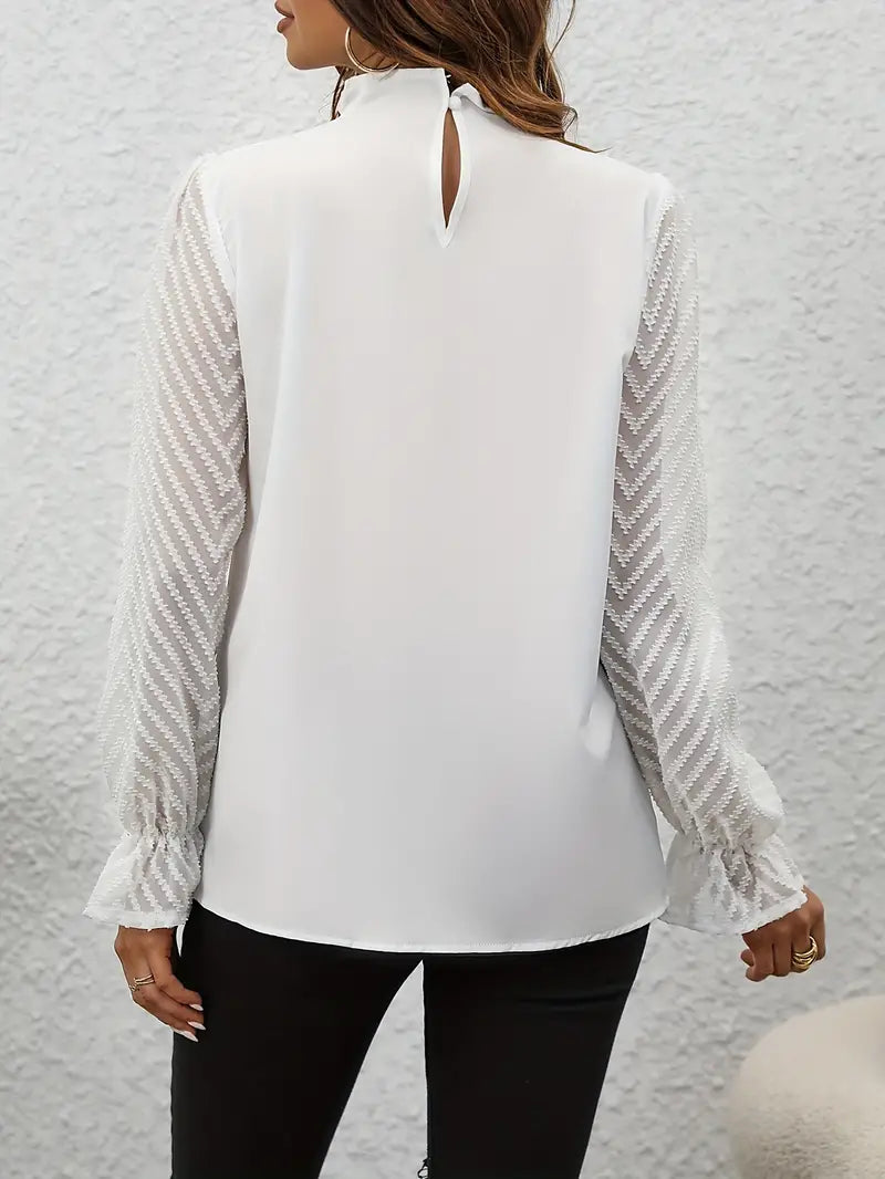 Viviana™ | Top Elegante Plissettato con Maniche in Rete