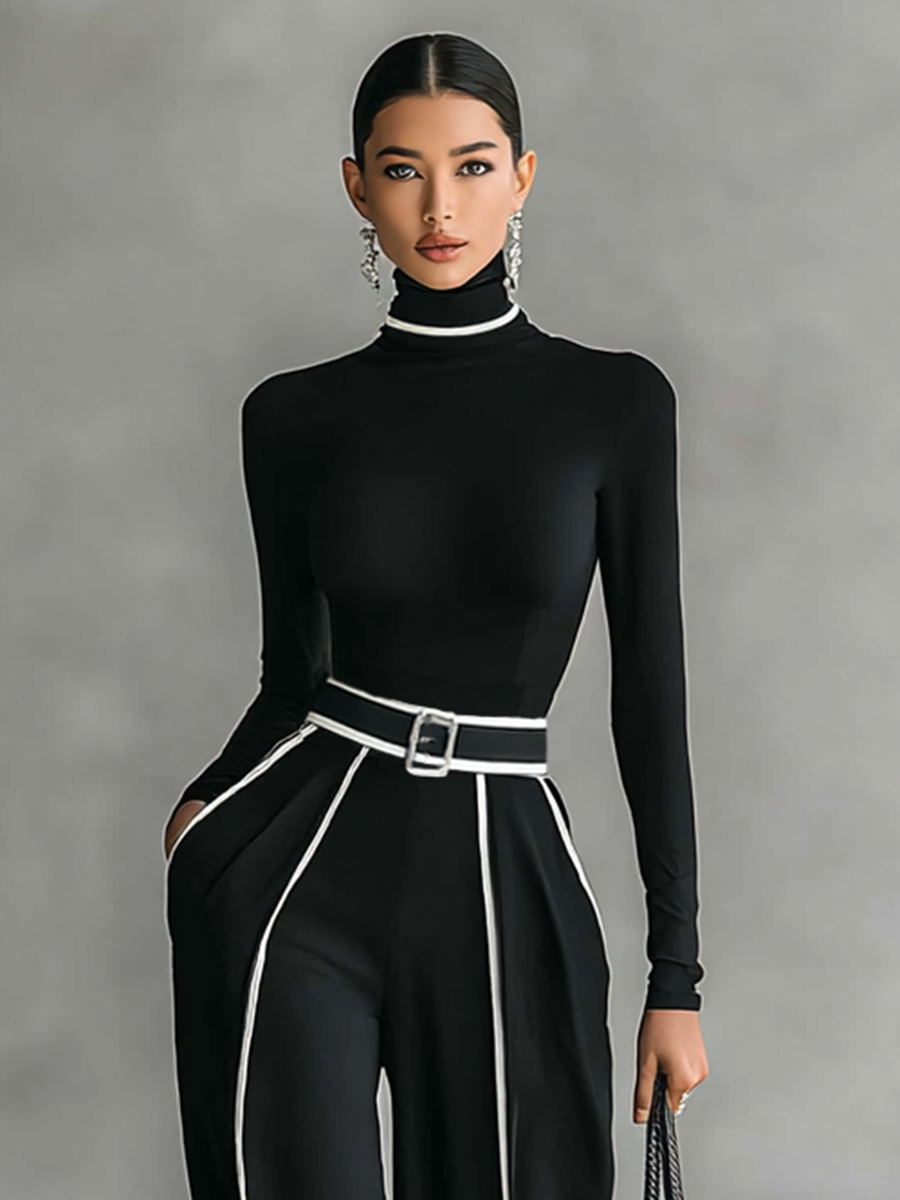 Viviana™ | Completo 2 pezzi – Dolcevita & Pantaloni con cintura