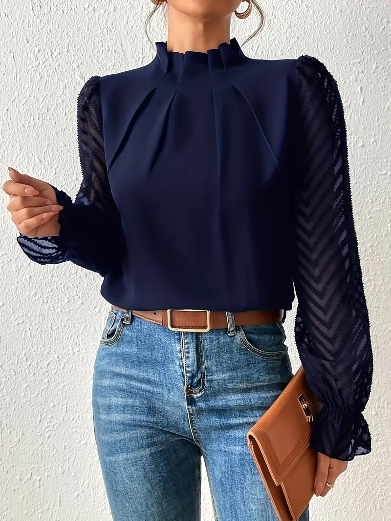 Viviana™ | Top Elegante Plissettato con Maniche in Rete