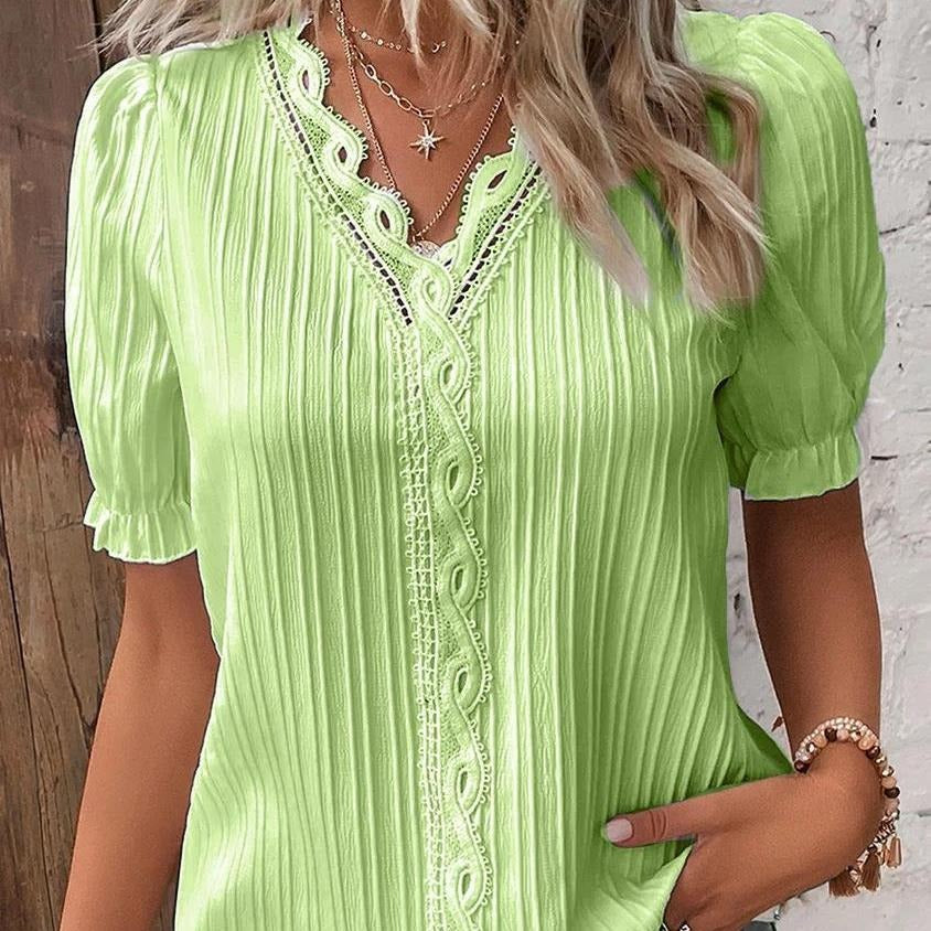 Viviana™ | Blusa Donna Bianca con Pizzo