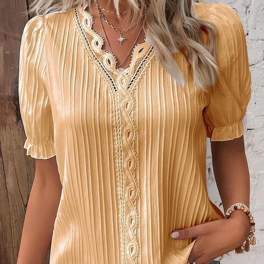 Viviana™ | Blusa Donna Bianca con Pizzo