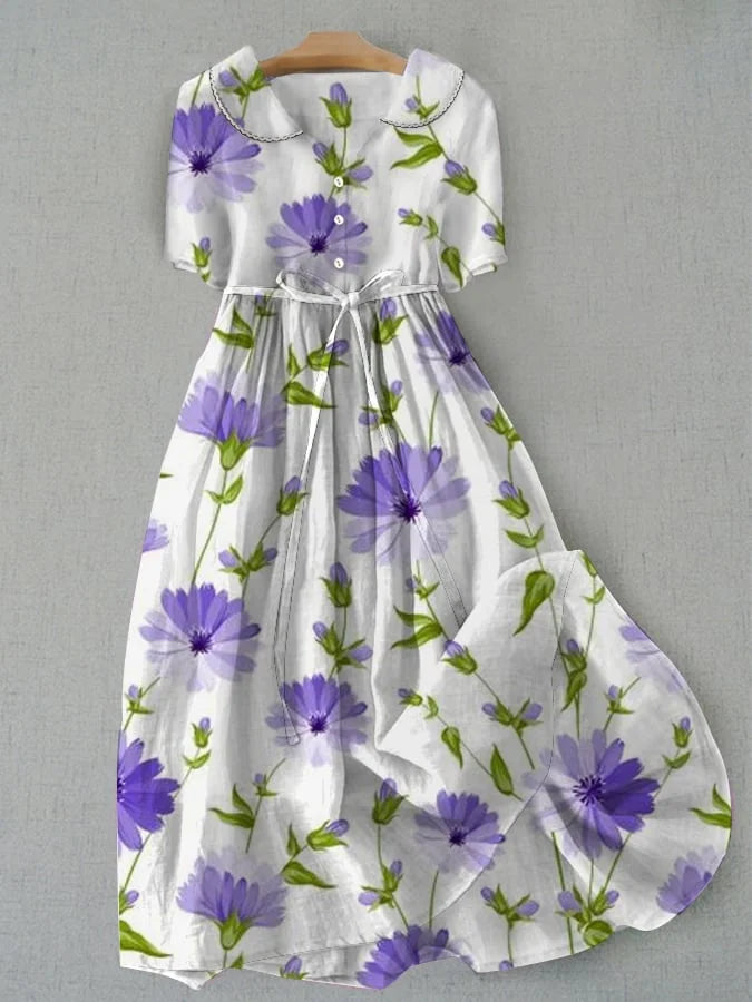 Viviana™ | Abito floreale vintage con lacci in vita e maniche a metà