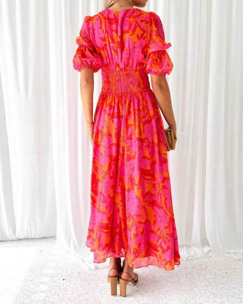 Viviana™ | Abito Lungo Estivo Rosa Arancio Fluido