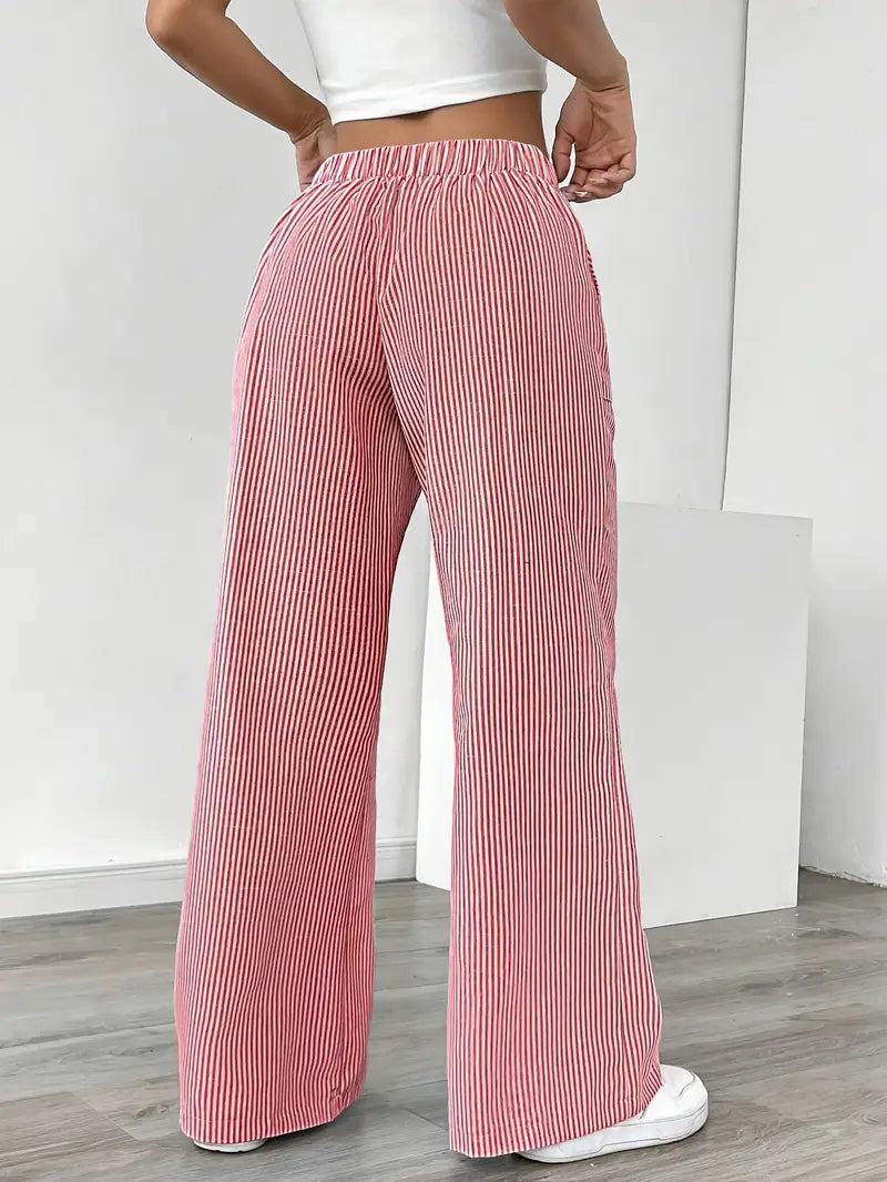 Viviana - Elegante Pantalone A Righe Con Tasche