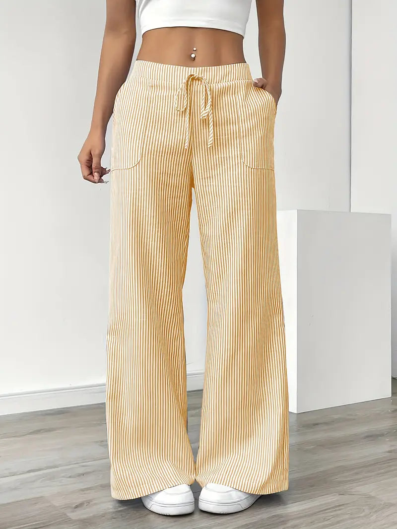 Viviana - Elegante Pantalone A Righe Con Tasche