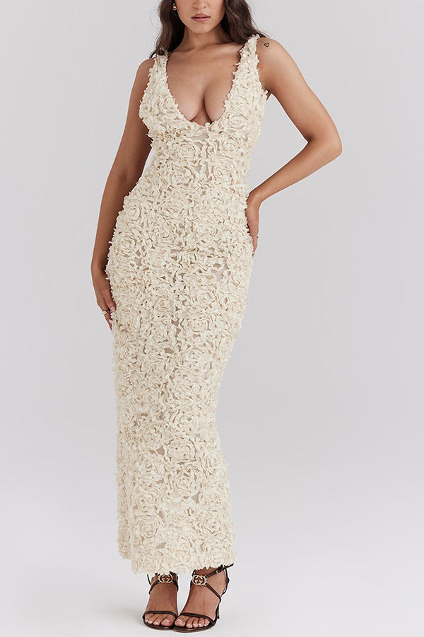 Viviana™ | Abito Maxi Senza Schienale a Fiori