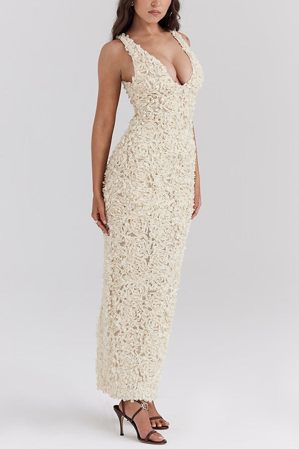 Viviana™ | Abito Maxi Senza Schienale a Fiori
