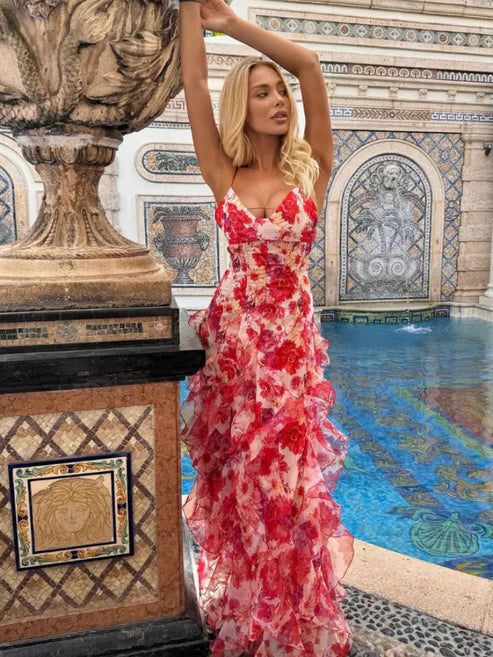 Viviana™ | Abito Estivo con Volant e Stampa Floreale