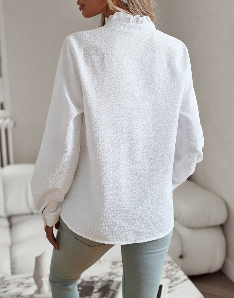 Viviana™ | Camicia a maniche lunghe con volants