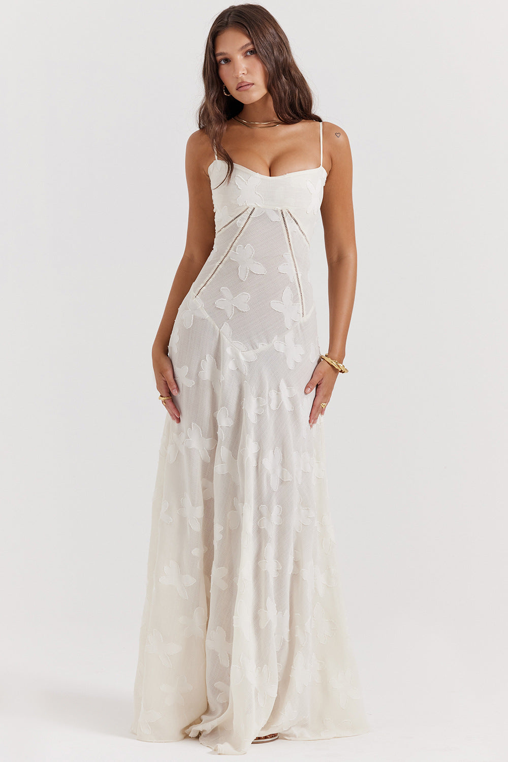 Viviana™ | Abito lungo Bianco sporco