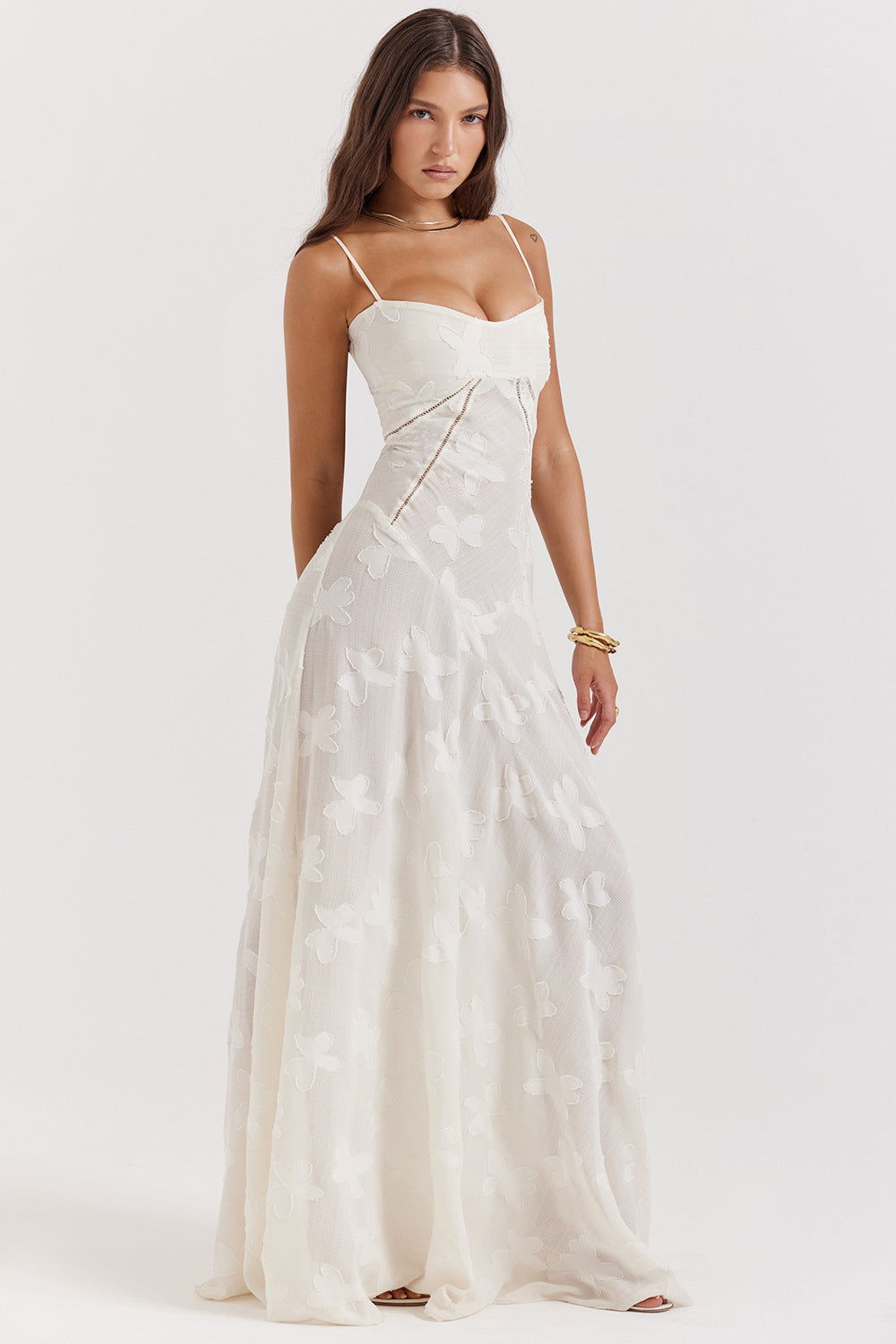 Viviana™ | Abito lungo Bianco sporco