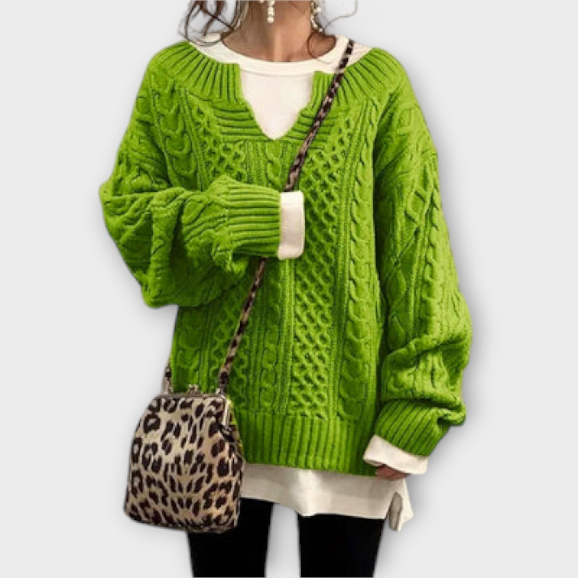 Viviana™ | Maglione Oversize con Motivo a Treccia