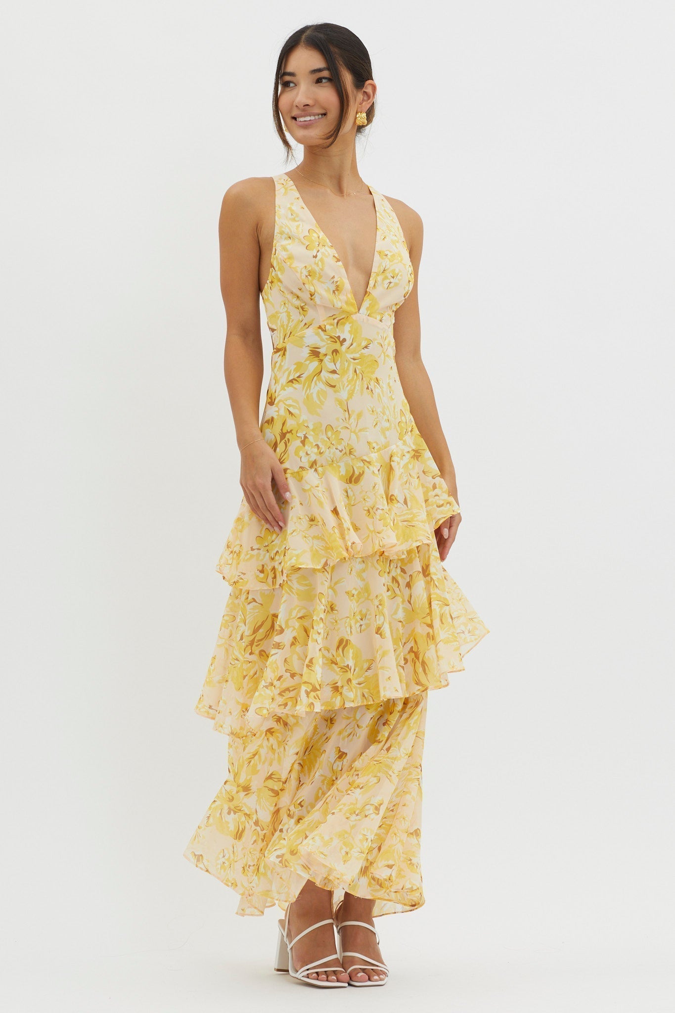 Viviana™ | Abito Volant Estivo Giallo Floreale