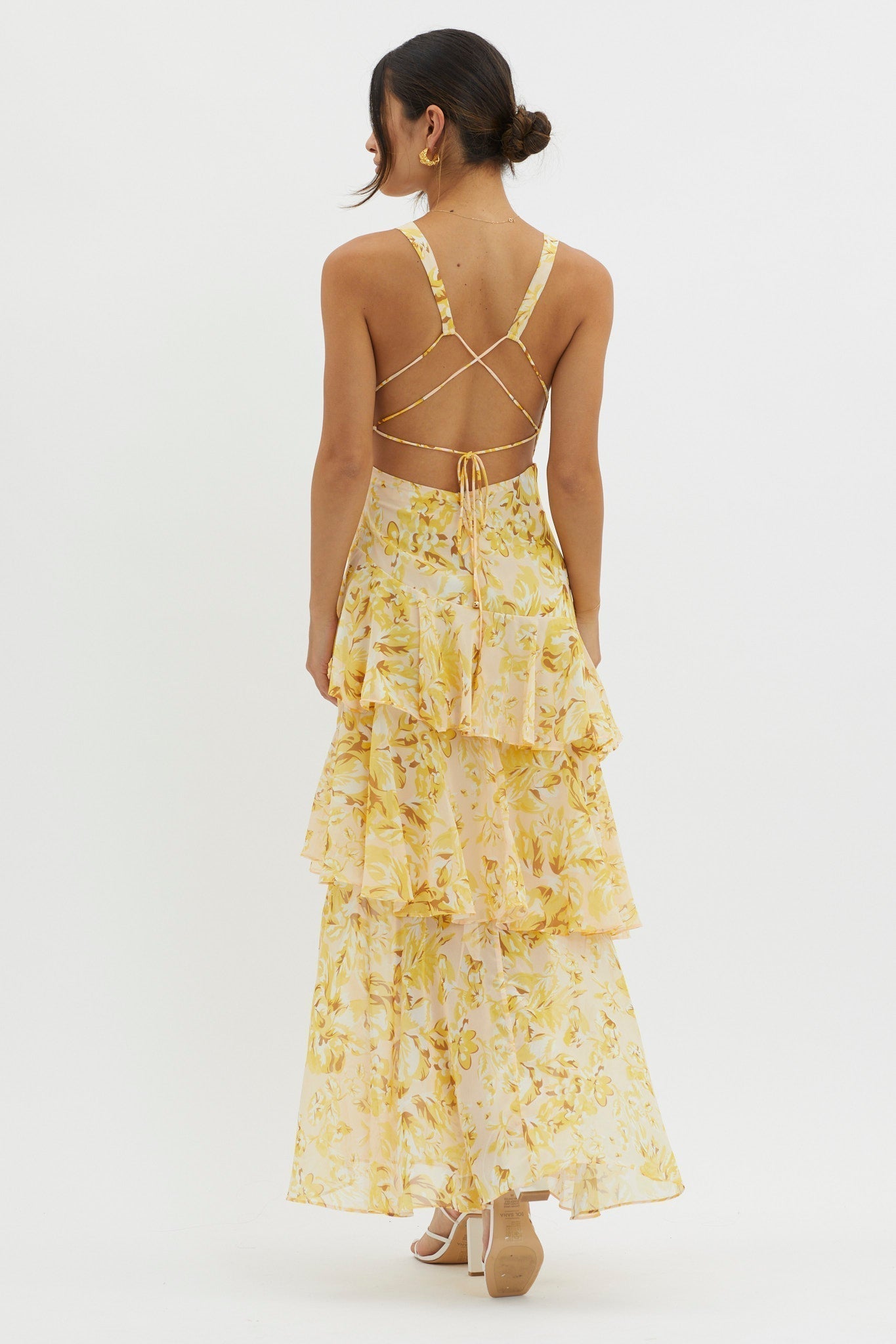 Viviana™ | Abito Volant Estivo Giallo Floreale