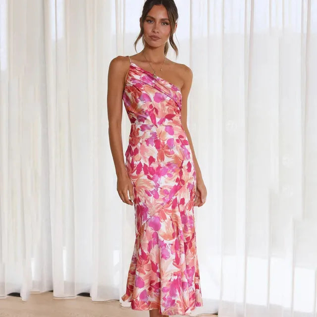 Viviana™ | Abito off-shoulder floreale rosa