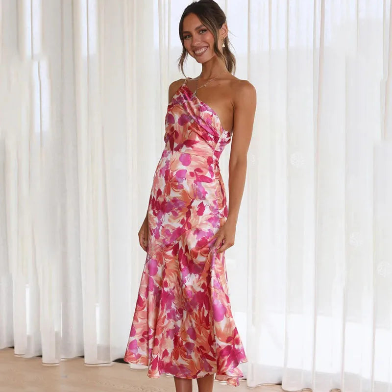 Viviana™ | Abito off-shoulder floreale rosa