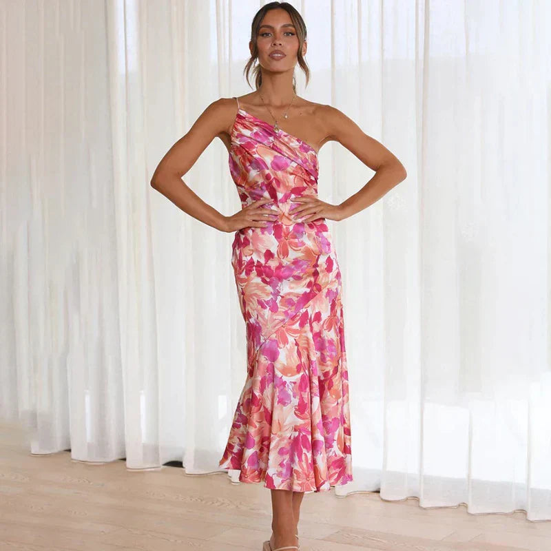 Viviana™ | Abito off-shoulder floreale rosa