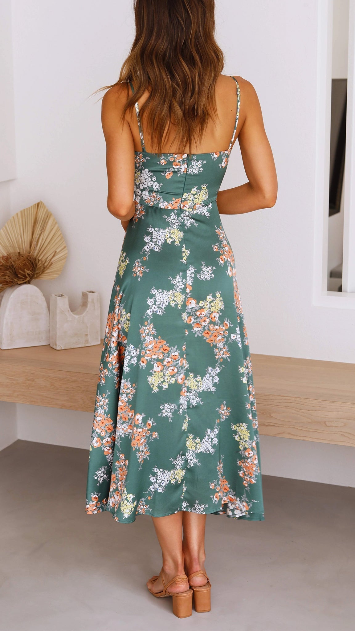 Viviana™ | Abito Midi in Satin con Fiori e Spacco