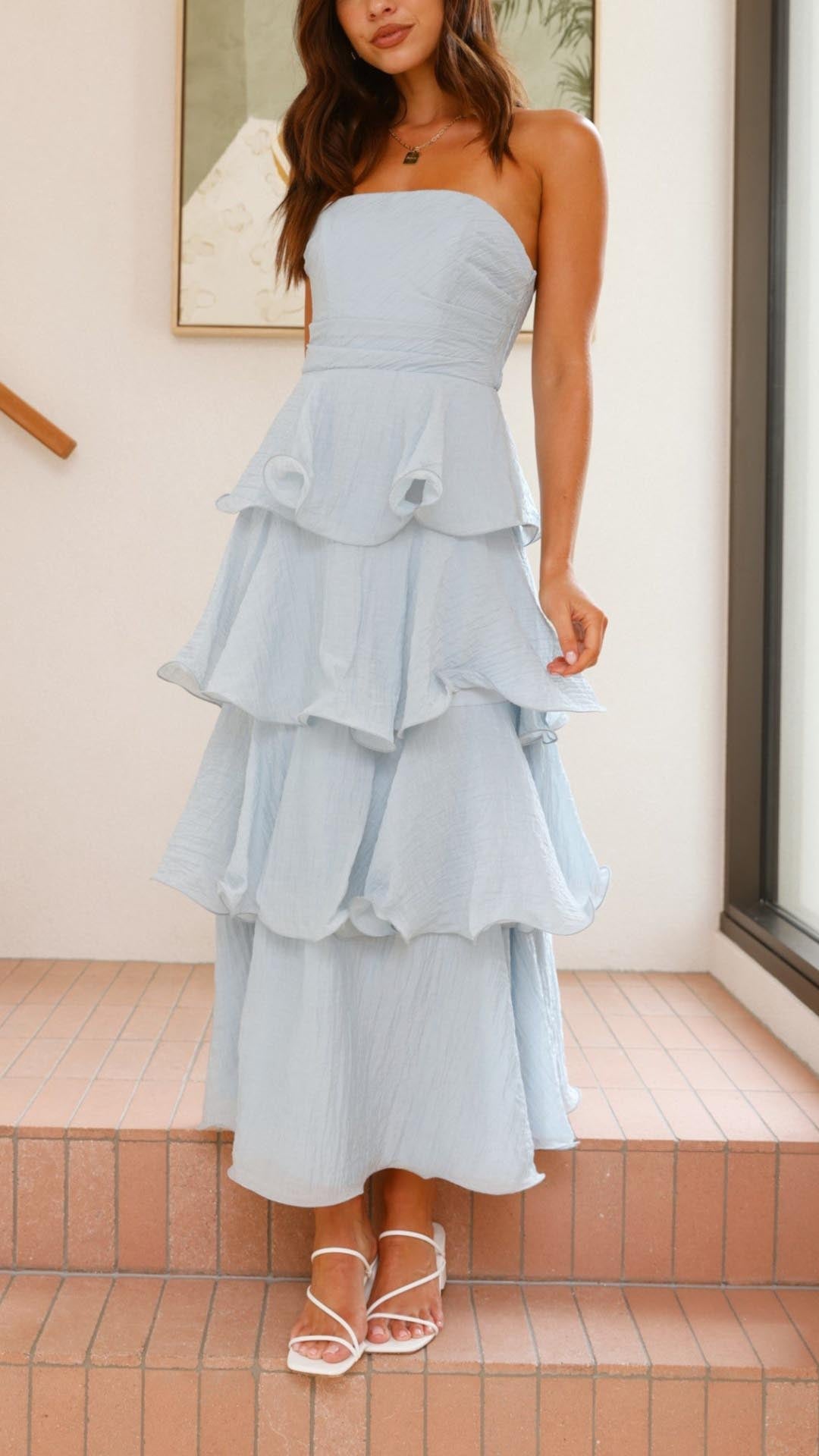 Viviana™ | Abito Maxi con Volant a Strati