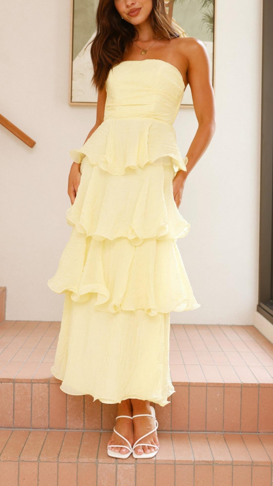 Viviana™ | Abito Maxi con Volant a Strati