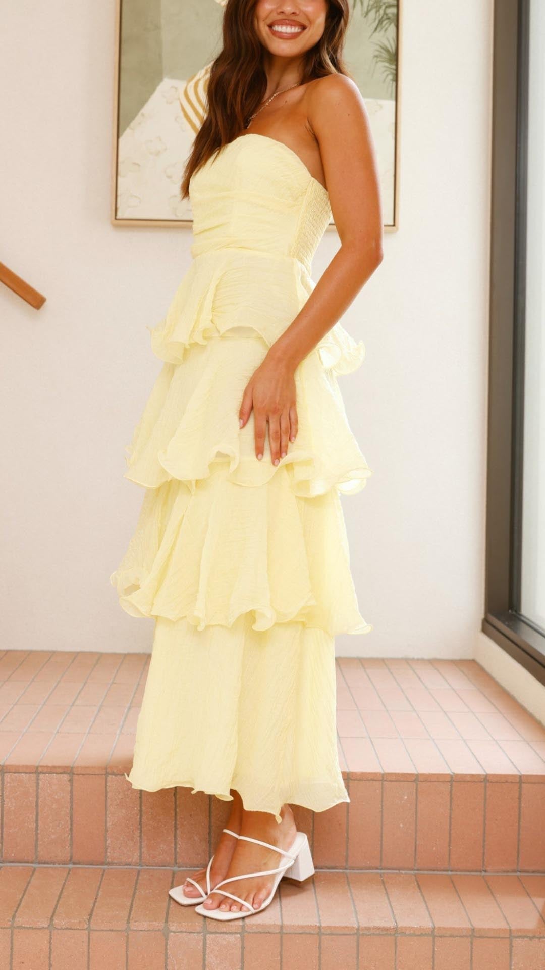 Viviana™ | Abito Maxi con Volant a Strati