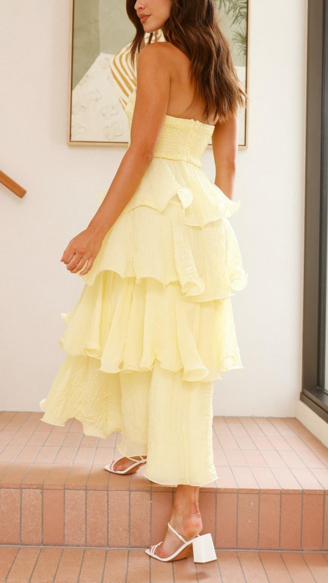 Viviana™ | Abito Maxi con Volant a Strati