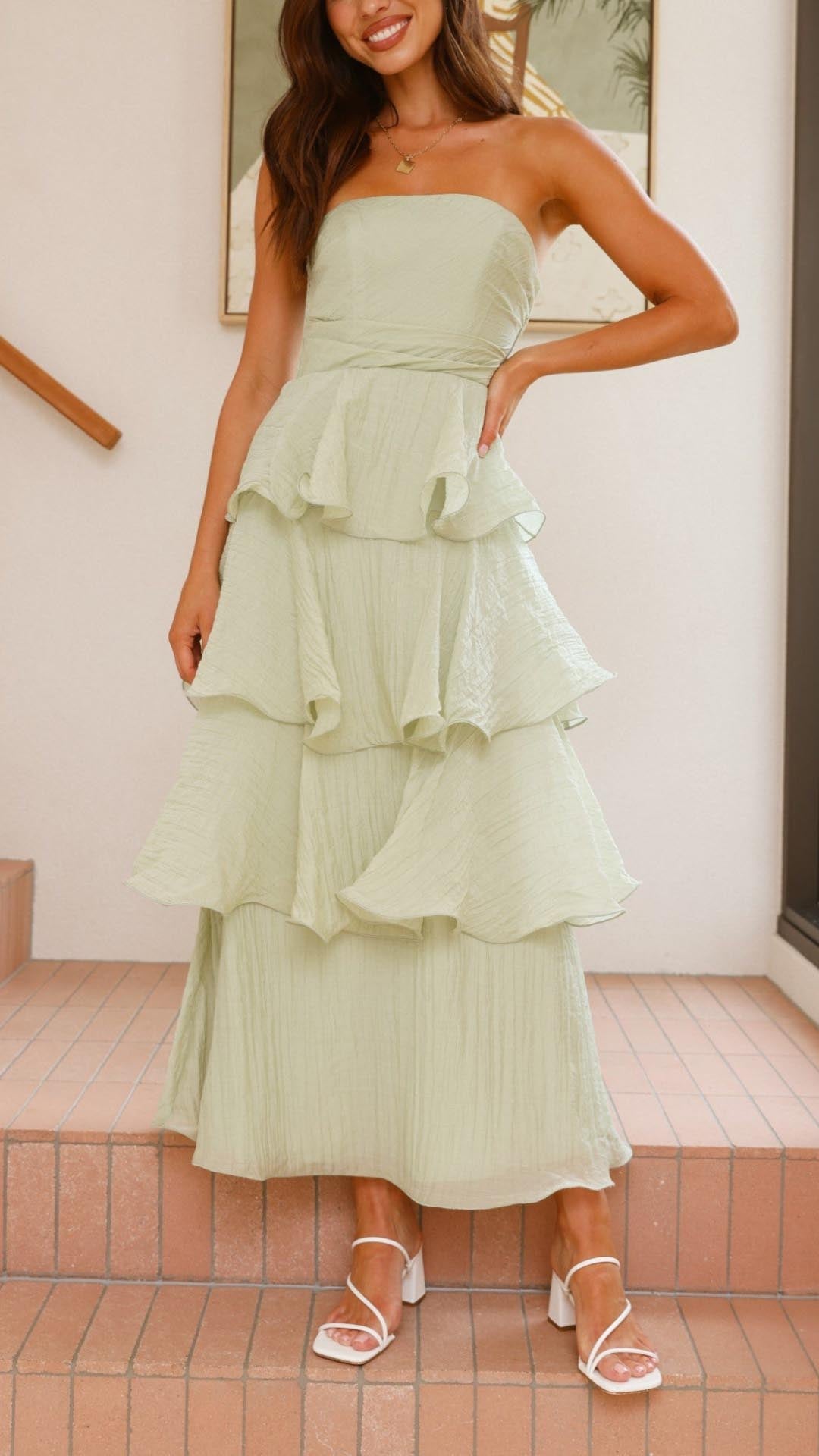 Viviana™ | Abito Maxi con Volant a Strati