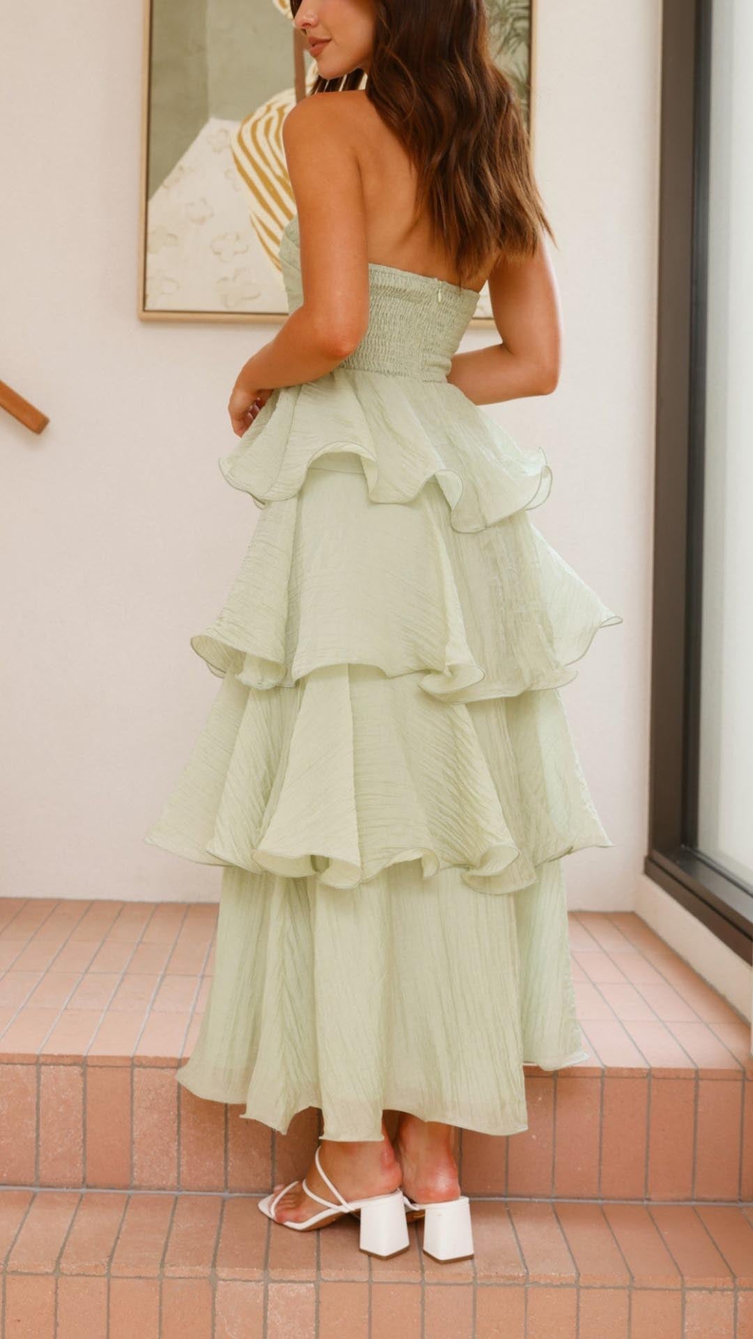 Viviana™ | Abito Maxi con Volant a Strati
